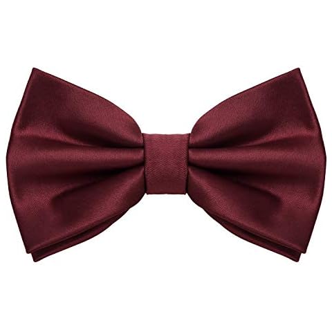 MASADA Herren Fliege Bordeaux Seidenlook, stufenlos verstellbar, handgefertigt, Hakenverschluss - 12 x 6 cm 100 % Polyester Cover