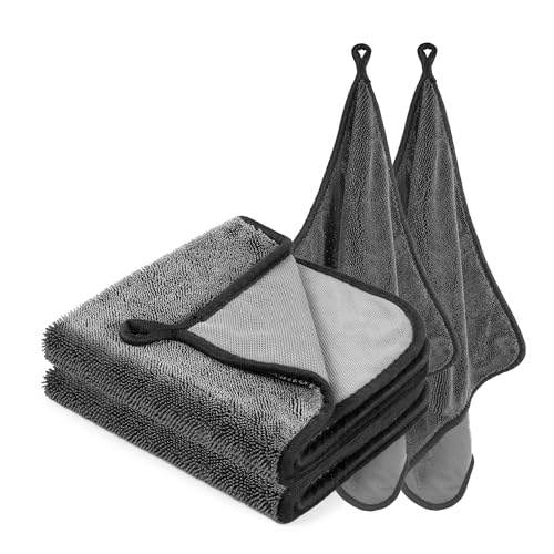 YIYIZI 2 Stück Trockentuch Dusche 40 x 40cm, 600GSM Mikrofasertücher Auto Trockentuch Saugstark, Streifenfrei und Kratzfrei, Poliertuch Auto für Autopflege, Dusche, Bad & Haushalt