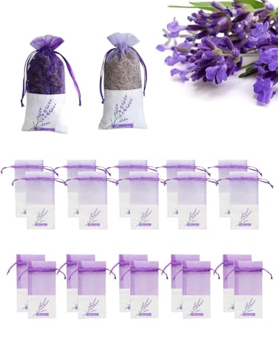 HUVZOR Sachet Lavande Vide, Sacs en Organza, Sachet Tissu Parfumé Armoire Anti Mite, Sachet pour Armoire Lavande en Vrac de, pour Les épices et Les Herbes...