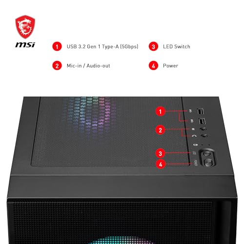 Image of MSI MAG Forge 321R Airflow - Premium Mid-Tower Gaming PC Case - Tempered Glass Side Panel - ARGB 120mm Fans - Liquid Cooling Support up to 360mm Radiator - Vented Front Panel