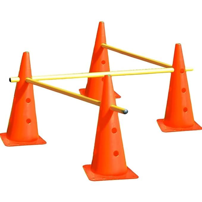 Ananya Sports Cone Hurdle Set – 8 pcs x 12" Training Cones with Holes + 4 pcs x Agility Poles with 2 Connector (70cm Long) Agility Adjustable Hurdle Cone Set-image-28