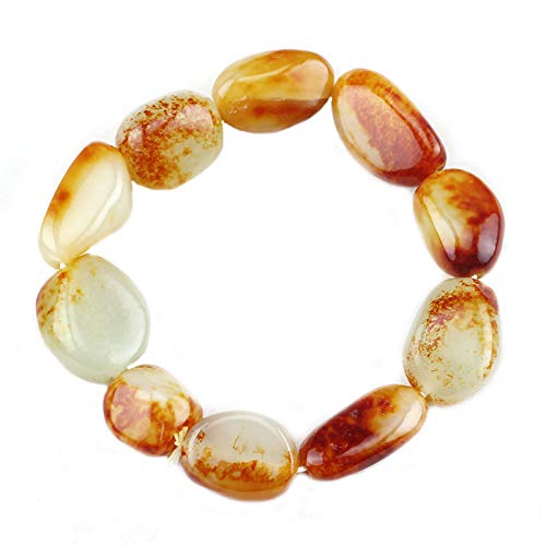 Jade blanc du Xinjiang bracelet galet contre le stress bijou d'ancrage naturel mixte