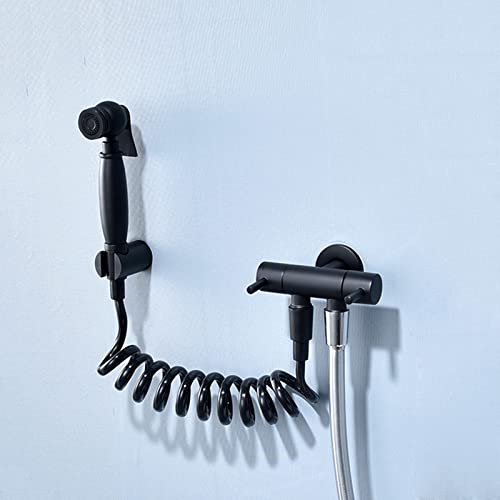 Bidet Pulvérisateur WC Noir Kit Mural Eau Froide Douche Toilette