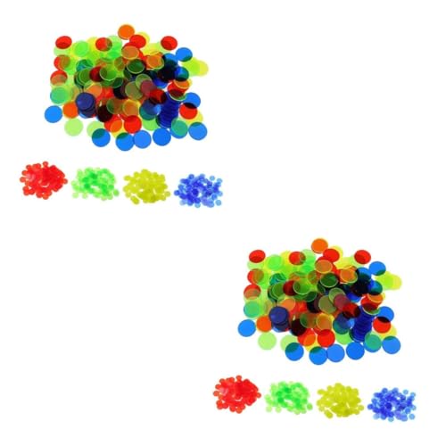 KONTONTY 2sets Mix Color Bingo Chips Educational Game Tokens Plastic Counters Bingo Supplies Boys and Girls Math Toy 200pcs*2