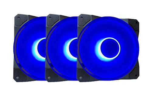 blue led lights for computer case - APEVIA CO312L-BL Cosmos 120mm Blue LED Ultra Silent Case Fan w/ 16 LEDs & Anti-Vibration Rubber Pads (3 Pk)