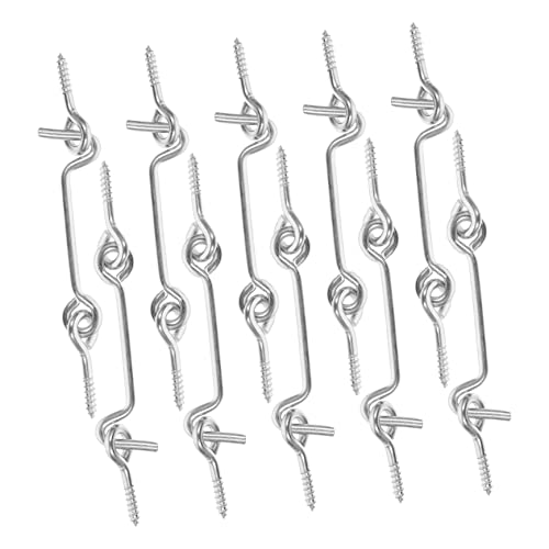 Mikikit 10 Sets Window Door Hook Wind Hook Sliding Barn Door Latch Window Hook Door Latches Window Locks Barn Door Hook Swivel Hooks Door Hook Lock Hook and Eye Latch Carbon Steel Silver