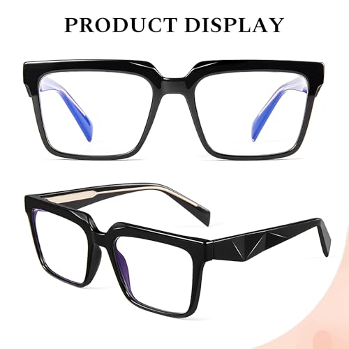 Image of Blue Light Blocking Glasses for Women Men, Square Thick Frame Anti Eyestrain & UV Glare JF6218