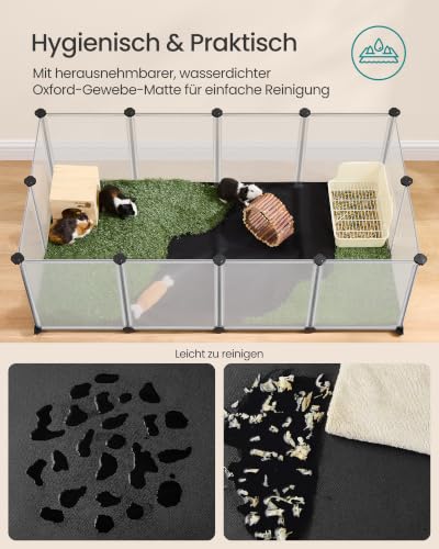 SONGMICS Kleintiergehege mit Unterlage, Laufstall, 143 x 73 x 46 cm