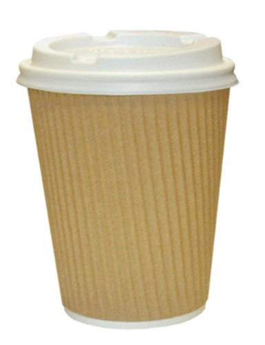 Thali Outlet - 1000 x Kraft 12oz Ripple Paper Cups + Blancas TAPAS, 3 Ply Aislado Para Té Café Cappuccino Bebudas Calientes