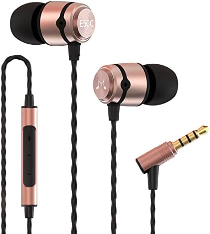SoundMAGIC E50C Wired Earbuds with Microphone in Ear Monitor HiFi Earphones Good Noise Isolating Headphones Comfortable Fit Black Gold