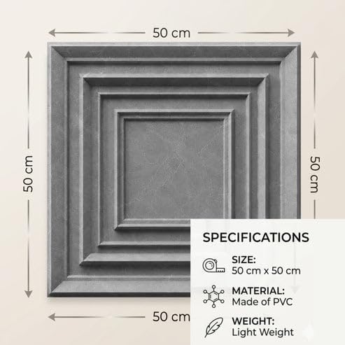 Image of Kayra Decor 3D PVC Wall Panels for Bedroom & Living Room | Accent Design | Gray Marble Color | 19.7 x 19.7 Inch | Pack of 40 | 107.6 Sq Ft