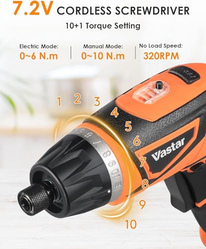 Vastar AAVACS0103 7.2V Cordless Screwdriver, Electric Power Screwdriver Set thumb #3