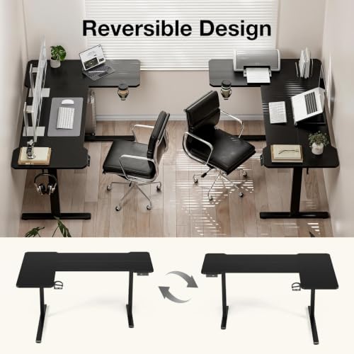 Image of Acrolix L Shaped Electric Standing Desk, 43x31.5 Inch Reversible, Black