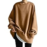 [Maison de TAO] [メゾンドタオ] トレーナー チュニック 丈 ゆったり カットソー プルオーバー 丸首 クルーネック 長袖 大きい サイズ 春 秋 冬 レディース (M, 茶)