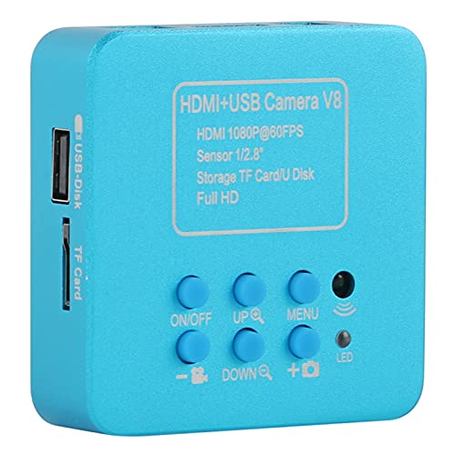 顕微鏡キット 108.0P 14MP HDMI VGA産業用ビデオ顕微鏡カメラ産業 Cマウントカメラ 顕微鏡レンズアダプター(Blue)