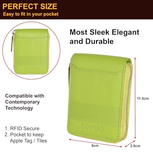 Image of Amazon Brand - Solimo Andrew Genuine Leather RFID Blocking Card Holder Ultra Strong Stitching 10 Card 2 Currency Holder 1 ID Window for Men and Women (11.5CM X9.5CM)