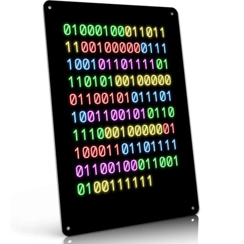 Rainbow Binary Code Neon Metal Sign 8 x 12 Inch