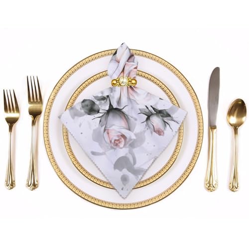 Servilletas de Tela con Estampado Floral Blanco 6 unidades miniatura 3