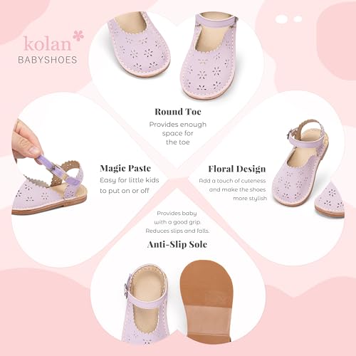 Image of Kolan Toddler Girl Sandals Open Toe Flat Princess Dress Shoes Little Kids