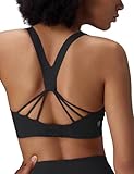 baleaf Sweatleaf Adjustable Sports Bras for Women, Crisscross Back Longline High Support Yoga Workout Running Athletic Padded Tops, Black M