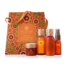 Spa Ceylon Sensual Sandalwood Discovery Set | Mind & Body Care Travel Size Set for All Skin Types | Body & Pillow Mist | Bath & Shower Gel | Hand & Body Lotion | Body Scrub