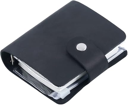 A9 Genuine Leather Journal, Black Handmade Leather Pocket Size Binder Planner, Mini Vintage Leather Planner, 120 Sheets Pages, Loose Leaf 3-Ring with Snap Button Closure Black