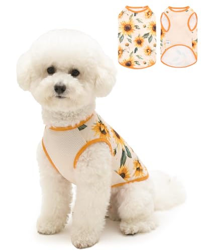 Image of CuteBone Mesh Panel Dog Tank Top - Breathable Dual-Fabric Pet Vest Lightweight Summer Small Dog Shirts - Keep Your Pets Cool, Sun-Protected Outdoors