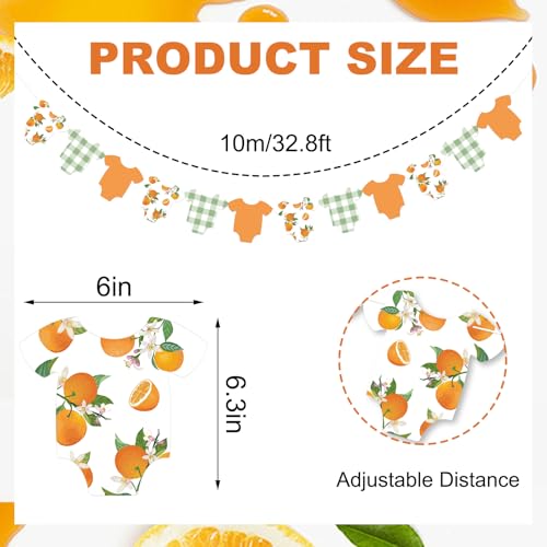 Image of Whaline Orange Theme Bodysuit Banner Hanging Garland Green Plaid Little Cutie Citrus Fruit Hanging Banner DIY Required for Baby Shower Gender Reveal Birthday Party Home Wall Window Decor