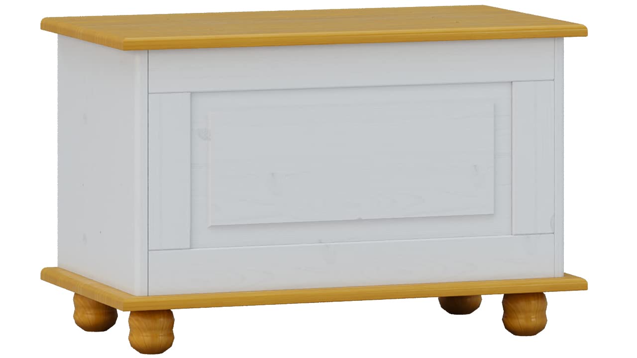 Baul de Madera Maciza de Pino, con puerta abatible, serie Canet. Medidas: 46x70x39 cm (AltoxAnchoXfondo), (Miel)
