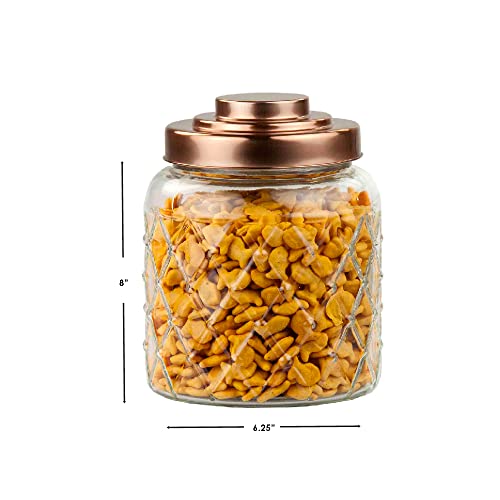 Home Basics Gj44500 Glass Jar With Copper Top, Small #TOP6