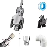 4 in 1 Water Pipe Wrench,Integrated Internal & External Pipe Threading Tool for 1/2'' & 3/4'' Pipes,Electric Drill Compatible PVC Threader (1pc-1/2inch)