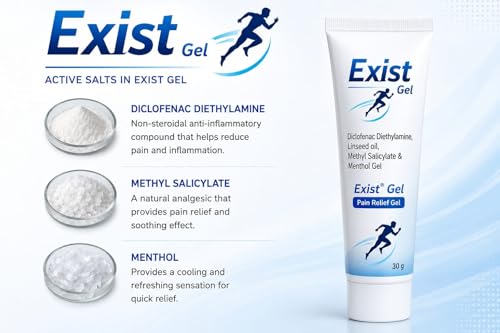 Image of EXIST-GEL Quick Relief from Knee Pain, Back, Neck, Joint Pain and Sprains | Eases Inflammation and Muscle Spasms | Deep Absorption | Pack of 2 | 60 GM