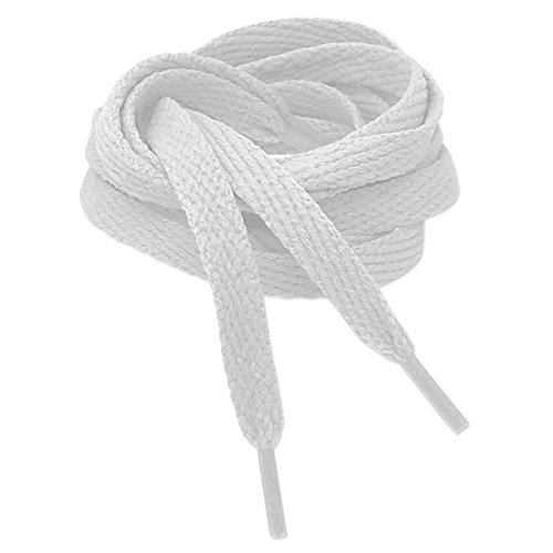 Kilter Cordones Planos para Zapatillas, Zapatos, Botas, Zapatos Planos y Casuales, Amplia Gama de Colores, 90-140cm - Blanco - 8mm X 140cm (2 pares)