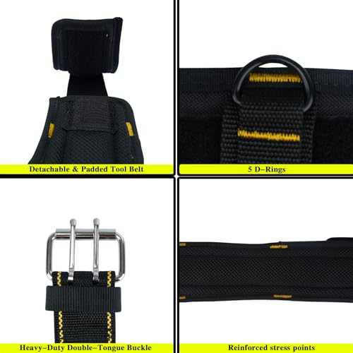 Image of MELOTOUGH Padded Tool Belt with D ring for men Adjustable for 44 inch-53 inch Waists Heavy-duty Work Belt Metal Buckle