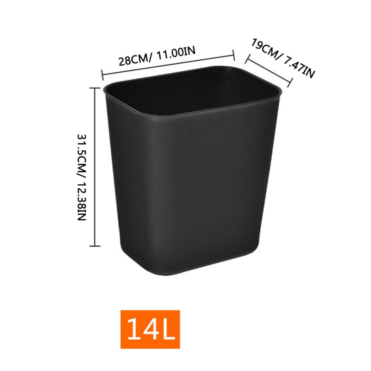 VALICLUD 2 Piezas Papelera Cuadrada Japonesa de 14 L en Plástico Negro