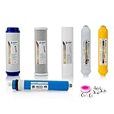 filtros osmosis inversa 5 etapas hidrosalud Conjunto de 5 filtros de alto rendimiento, comprobados en las condiciones más adversas, para garantizar el mayor rendimiento. Eliminación de cloro libre, reducción de olores y sabores anómalos en al agua, así como compuestos volátiles orgánicos, pesticida y otros contaminantes. Certificación de materia prima homologada para uso alimentario.