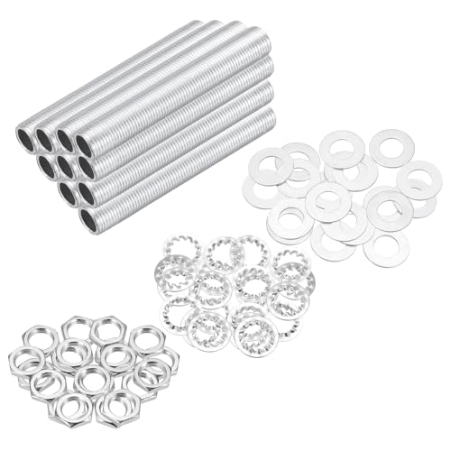Image of MECCANIXITY 70Pcs 2.2 inch Lamp Pipe Kit with Nuts Washers 1 /8IP Thread Fasteners Assortment for Chandelier Ceiling Light Repair Assembly DIY Hardware