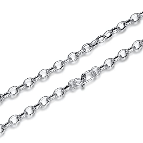 Collier chaîne en argent 925 homme punk fantaisie maille œuf 6mm