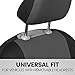 BDK PolyPro Car Seat Covers Full Set in Charcoal on Black with Steering Wheel Cover & Seat Belt Pads – Front and Rear Split Bench Car Seat Cover, Easy to Install, Interior Covers for Auto Truck SUV