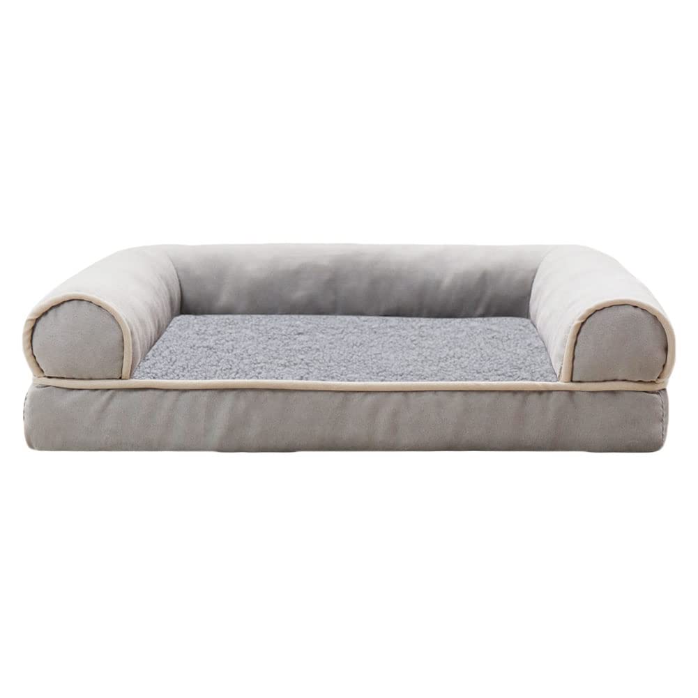 MISSMAO Pet Sofa Lounger Bed, Dog Mattress Non-slip Dog Couch Deluxe Fleece Cushion Super Soft Dog beds Basket Washable Anti Slip Pad,Grey1,XXL(90x65x12cm)
