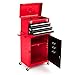 Giantex Mini 3 Drawer Rolling Tool Box, 2Pc Metal Tool Storage Cabinet Organizer with Wheels and Locking System, Removable Small Combo Tool Chest Workbench for Garage