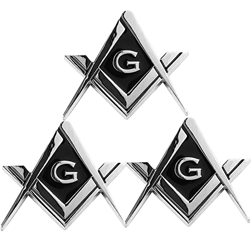 3 Pack 2.75" Chrome Plated Masonic Car Emblem Mason Square And Compasses Auto Truck Motorcycle Decal Gift Accessories #TOP27