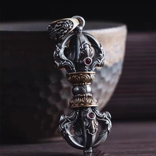 Collier bouddhiste Vajra vintage en aluminium blanc - 3