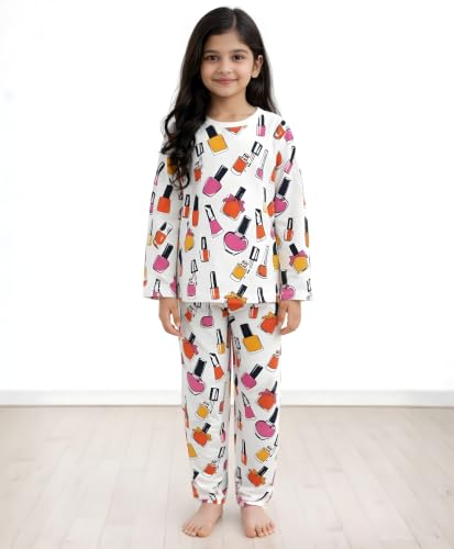 Image of Anthrilo Pure Cotton Printed Pyjama Set for Girls | Sleepwear | Night Suit, Night Wear | Long Sleeves T-Shirt & Pyjama | Regular Wear | 0-14 Years