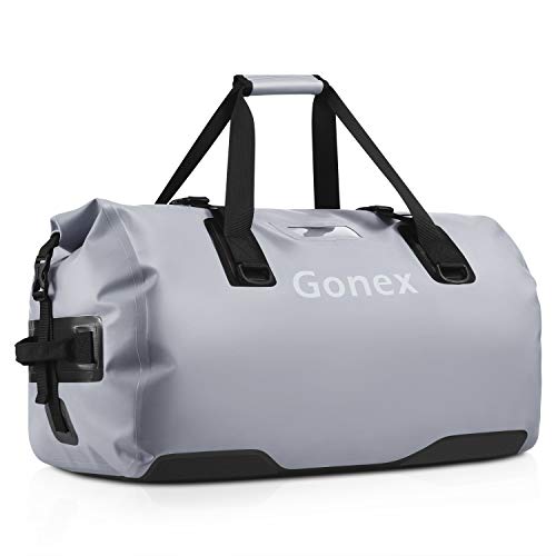 Gonex 60L Large Waterproof Duffle, Snowproof Durable Travel Dry Duffel Bag for Skiing Kayaking Boating Fishing Outdoor Adventure Gray