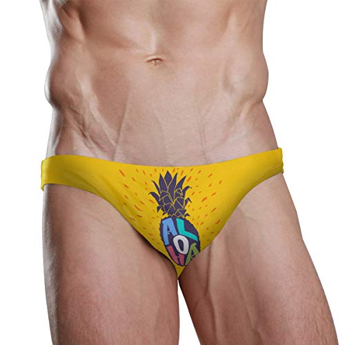 Men Swim Brief Bikini Aloha Pineapple Beach Bikini for Men Swim Underwear Large