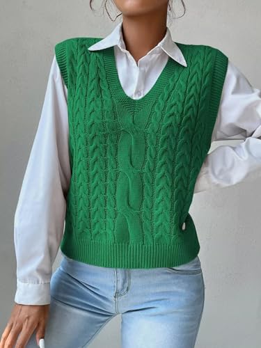 Image of Womens Sweater Vest Sleeveless Cotton Casual V Neck Pullover