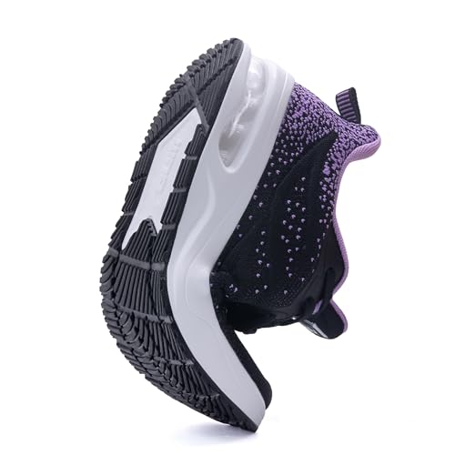 Image of MEHOTO Womens Wide Toe Box Walking Shoes Running Tennis Fashion Sneakers Casual Gym Sport Shoes for Swelling Bunion BlackPurple US 6
