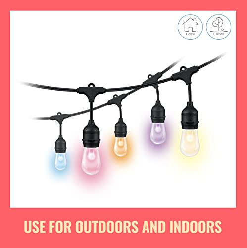 Wiz Connected 48Ft/15M Outdoor Wifi Color String Lights, 16 Million Colors, Adapter Included, Smart Control With Wiz App, Compatible With Alexa, Google Assistant, And Siri Shortcuts, No Hub Required #TOP4