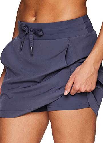 Rbx Women's Active Skort Quick Drying Skort With Pockets Lightweight Breathable Stretch Woven Skort With Inner Compression Shorts Flap Pocket Active Skirt Skort For Golf Tennis Cargo Smoke Blue S #TOP1